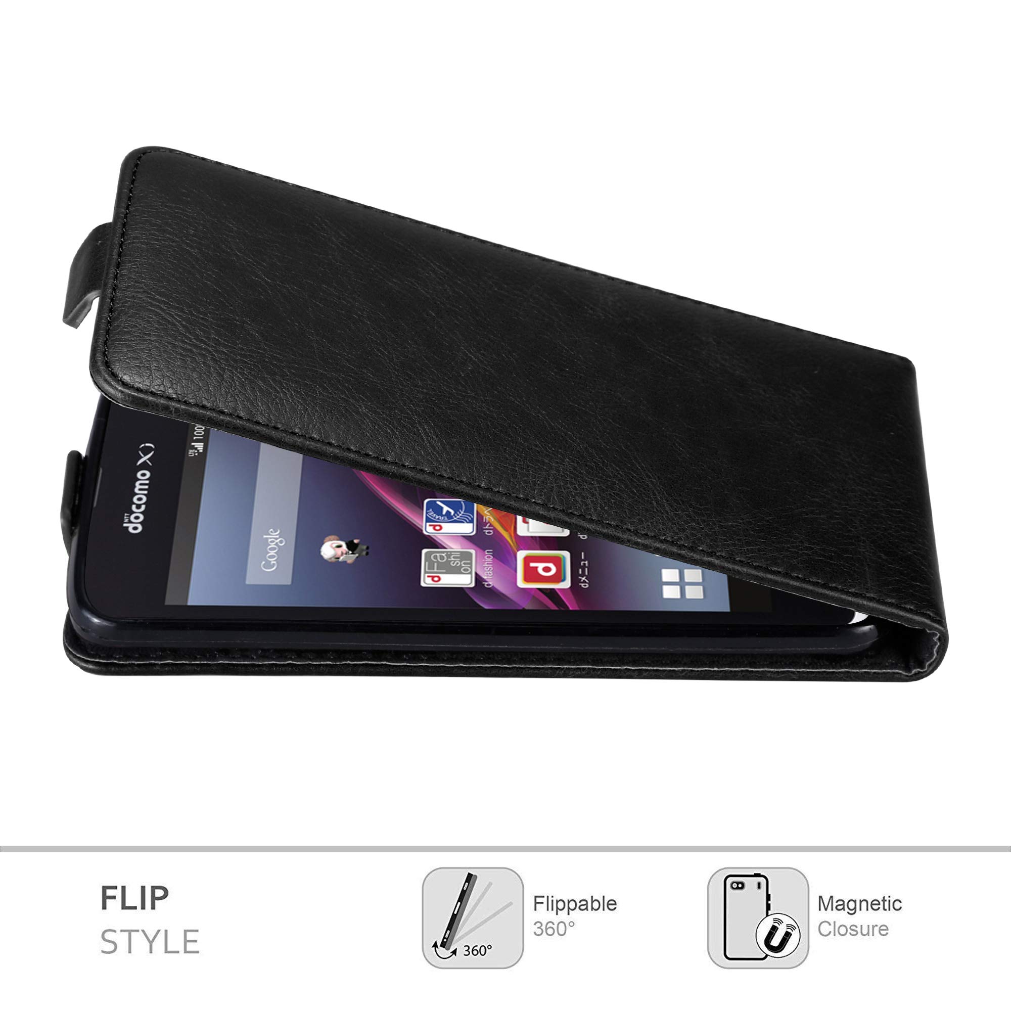 Cadorabo Cover Flip Con Magnetica Per Sony Xperia Z1 Compact - Nero Notte