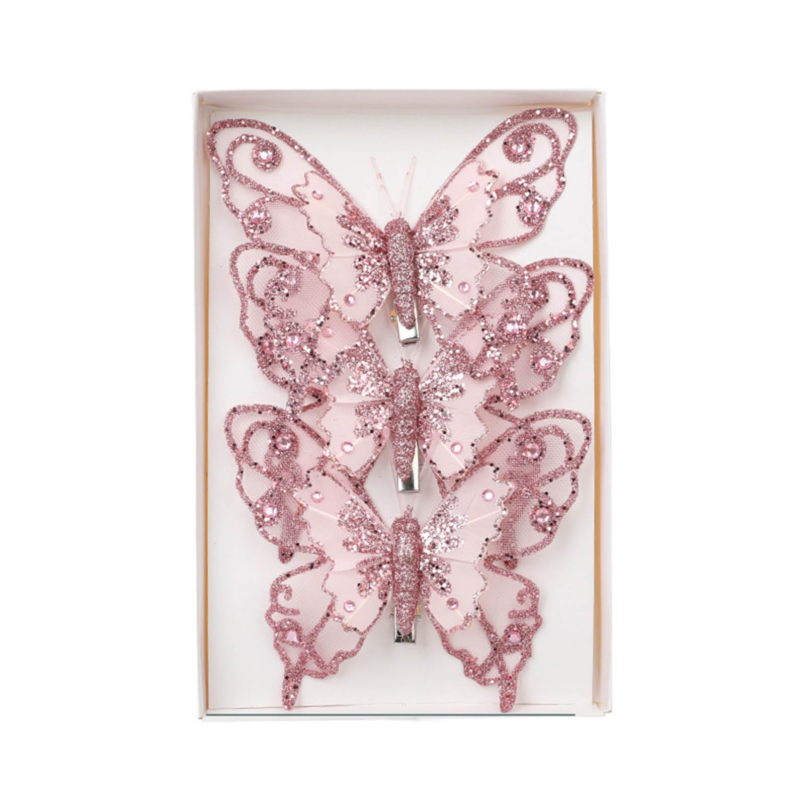 Christmas Hanging Ornament Christmas Tree Decoration Hanging Butterflies Ornament with Attachments Sparkling Butterfly Figures
