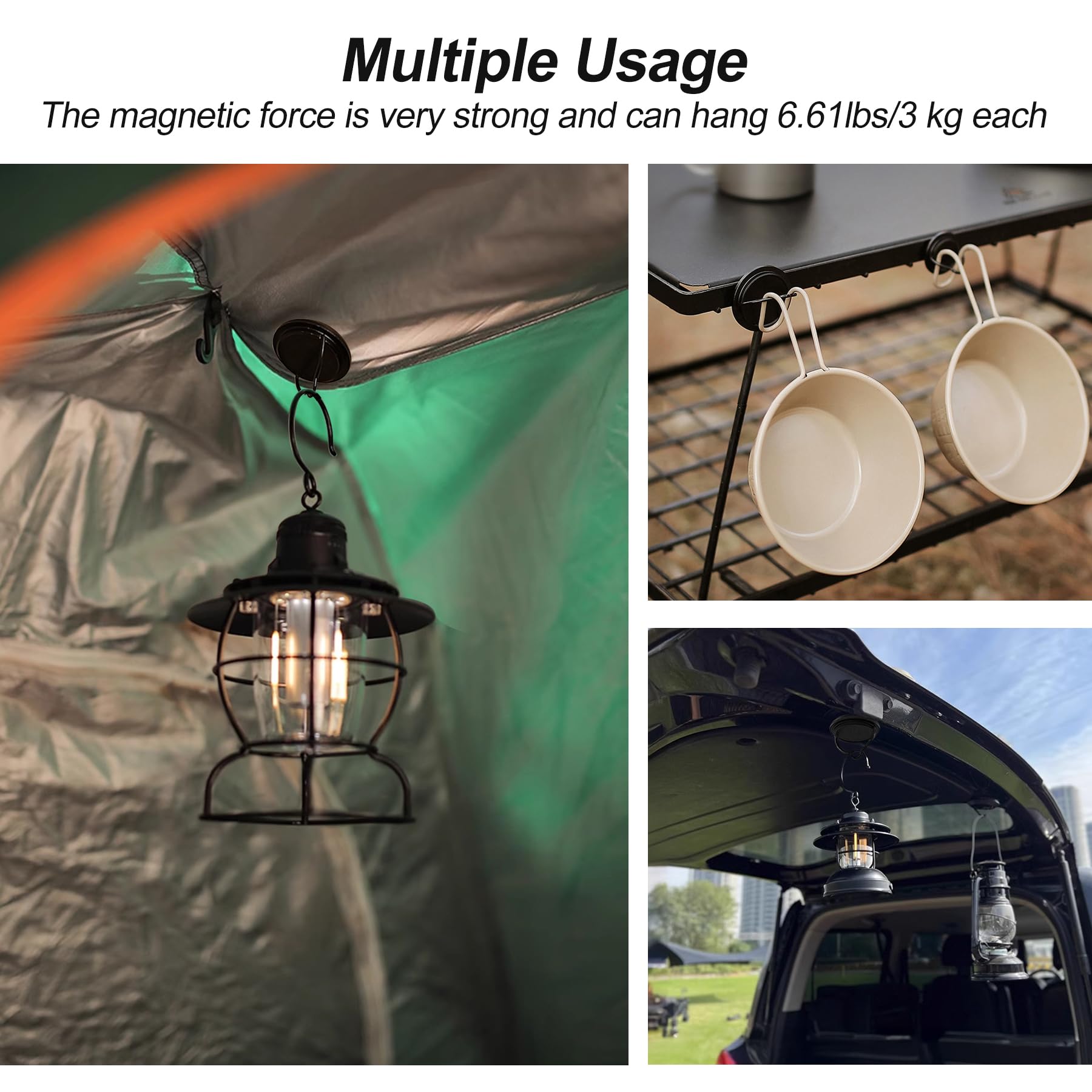 Camping Tent Magnets Canopy Hooks With Stainless Steel Carabiner For Camping Spring Snaps Suitable Camping Hiking Traveling