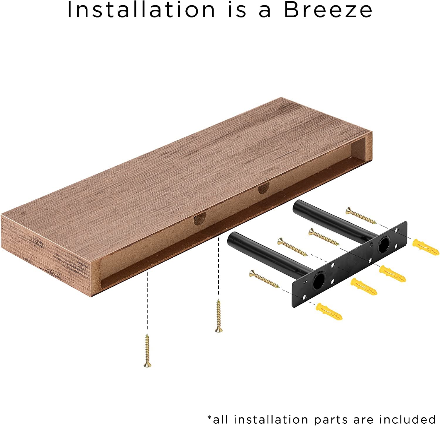 Sorbus Floating Shelf Set ?Çö Rustic Engineered Wood Hanging Rectangle