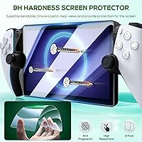 Vista 7 de KINWIN 10 in 1 Accessories Bundle Compatible with PlayStation Portal, White EVA Carrying Case with Silicone Protective Cover, 2 Pack Screen Negro