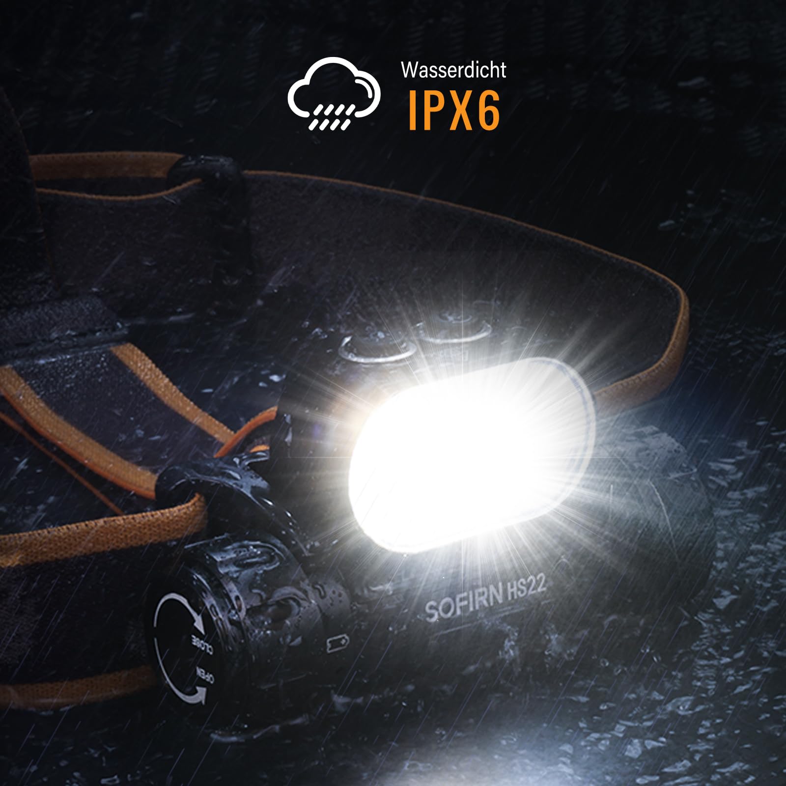 SOFIRN HS22 Stirnlampe LED wiederaufladbar, 2700K–6500K, 2500LM, Spot und Flutlicht, Type-C, IPX6, kopflampe stirnlampe mit 7 Lichtmodi, Geeignet für Camping, Gassigehen, Angeln, Arbeit und Sport