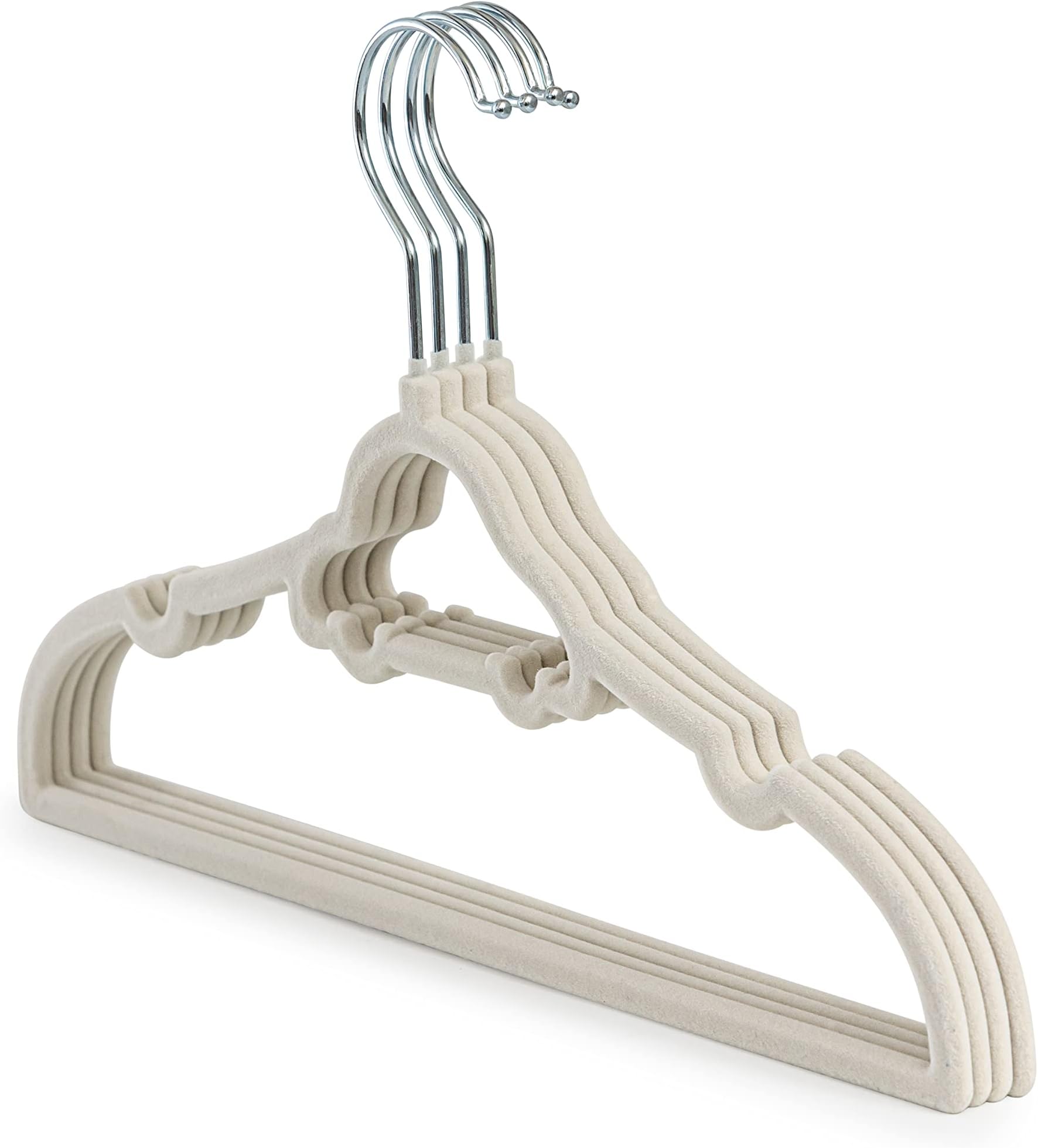 20 Childrens Velvet Baby Hangers for Clothes Non-Slip for Baby or Toddler - Kids hangers for Clothing and Coats - Space saving hangers for Bedroom or Wardrobe - Ivory