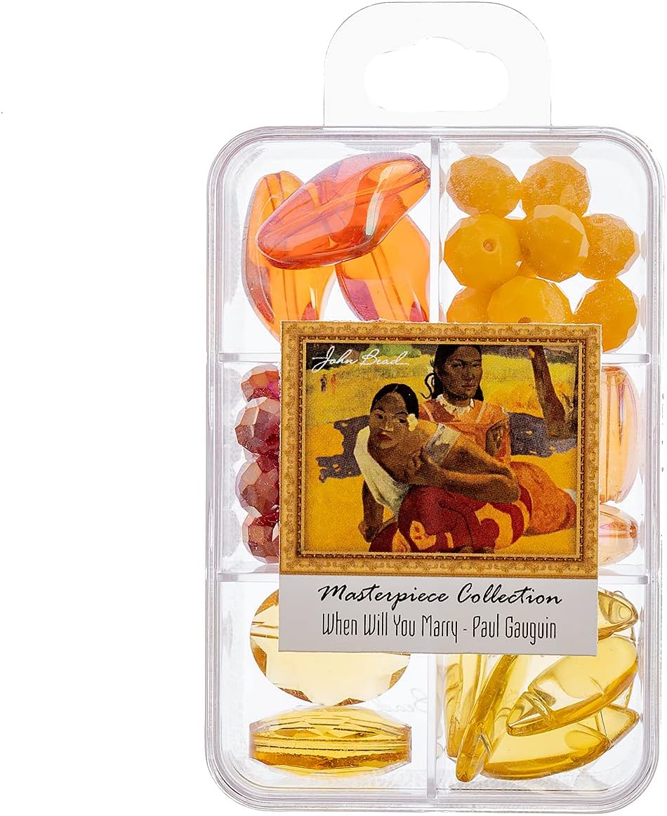 John Bead Masterpiece Collection Glass Bead Box Mix apx85g When Will You Marry - Paul Gauguin