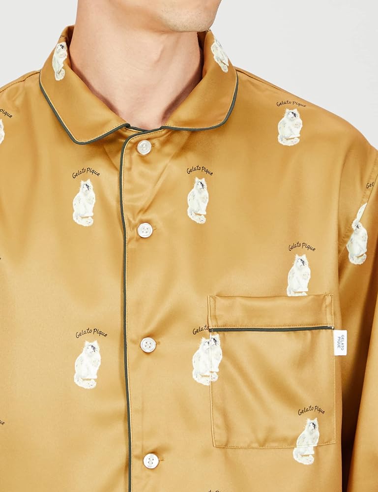 Amazon | [ジェラート ピケ] HOMME キャット柄パジャマシャツ