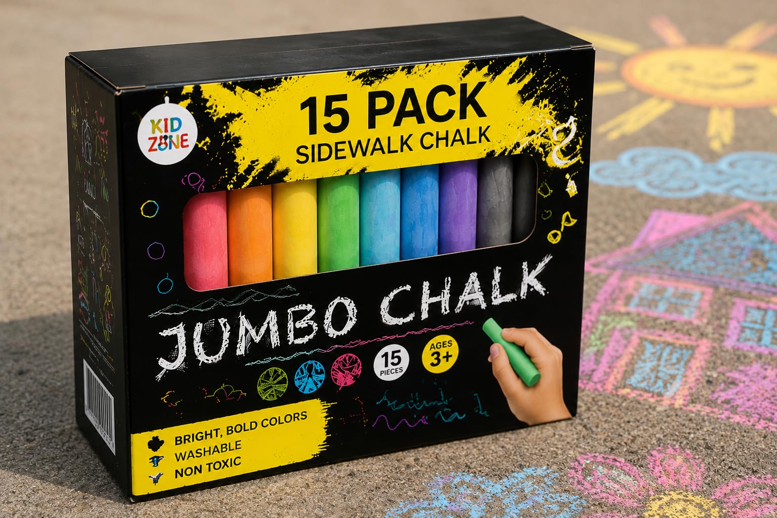 Amazon.com: Jumbo Multicolor Outdoor Sidewalk Chalk - 15 Piece