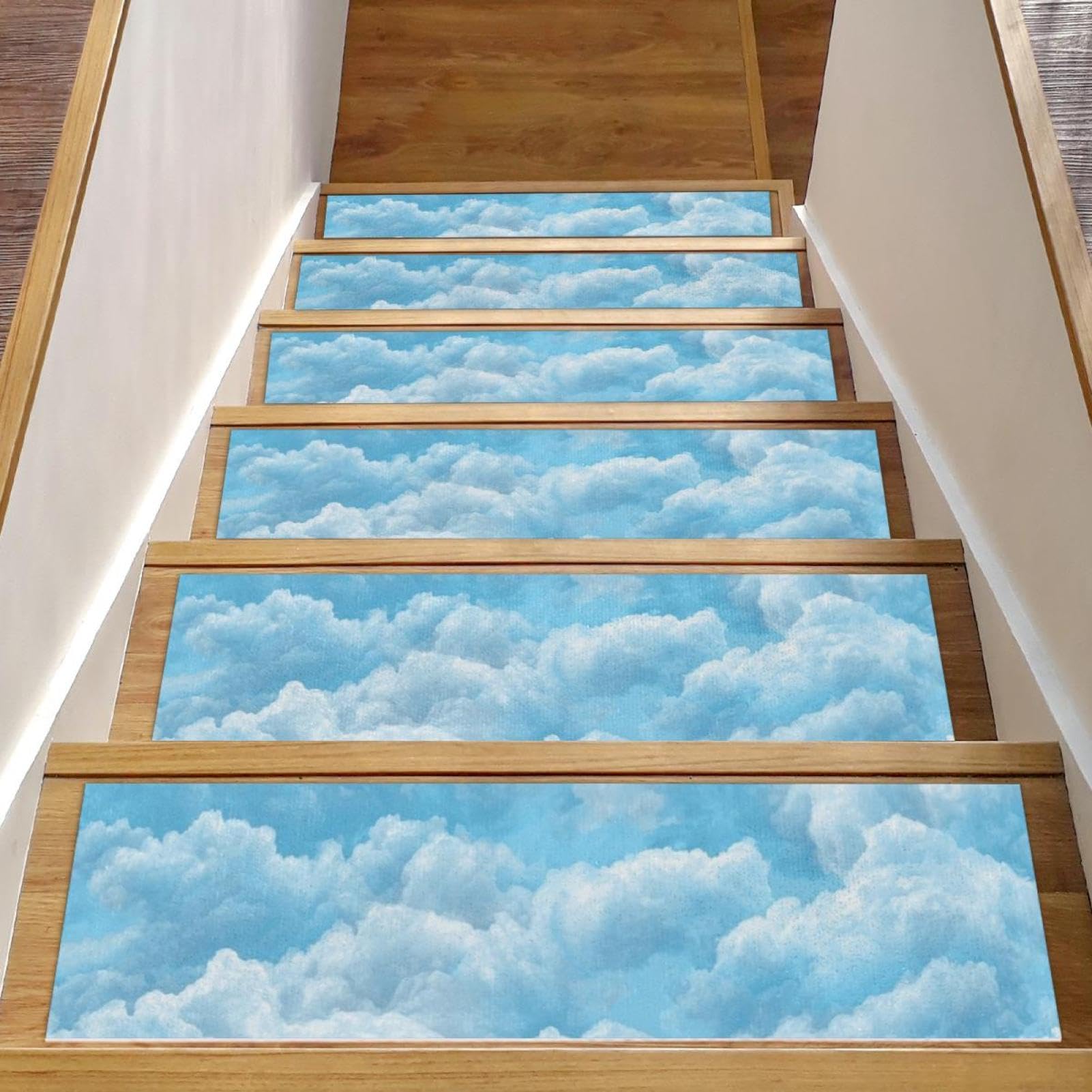 Tapis d'escalier antidérapant réutilisable bleu ciel pur 20x76cm lot de 15