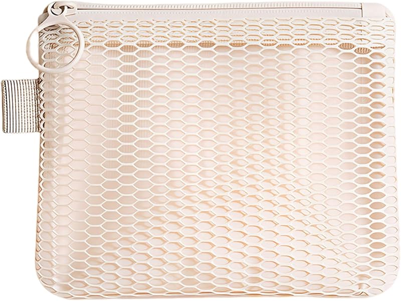 Necessaire de viagem em malha HRhousaen com zíper, bege, A1M01, 1 unidade