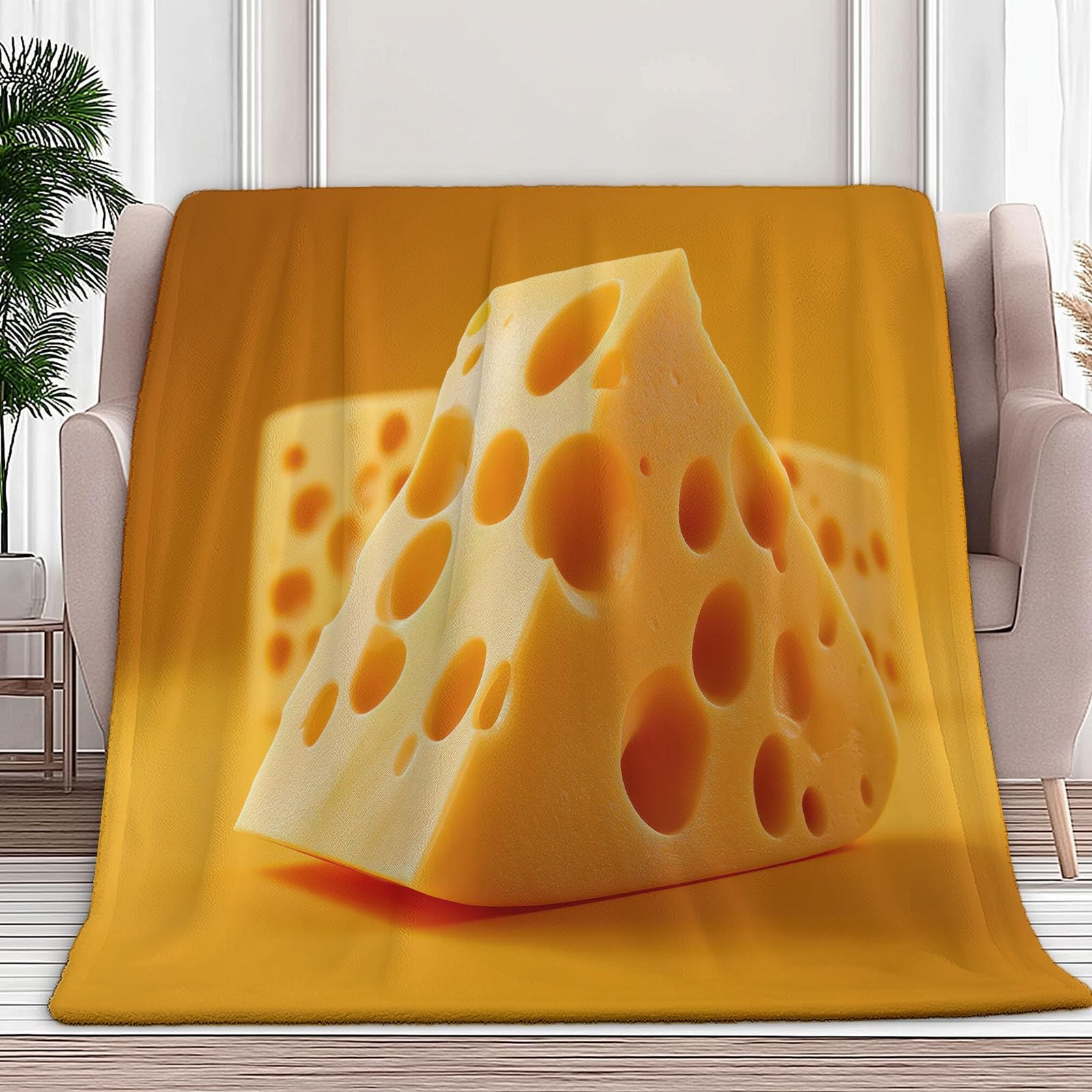 Couverture polaire fromage jaune pour des soirées cocooning chaleureuses au salon