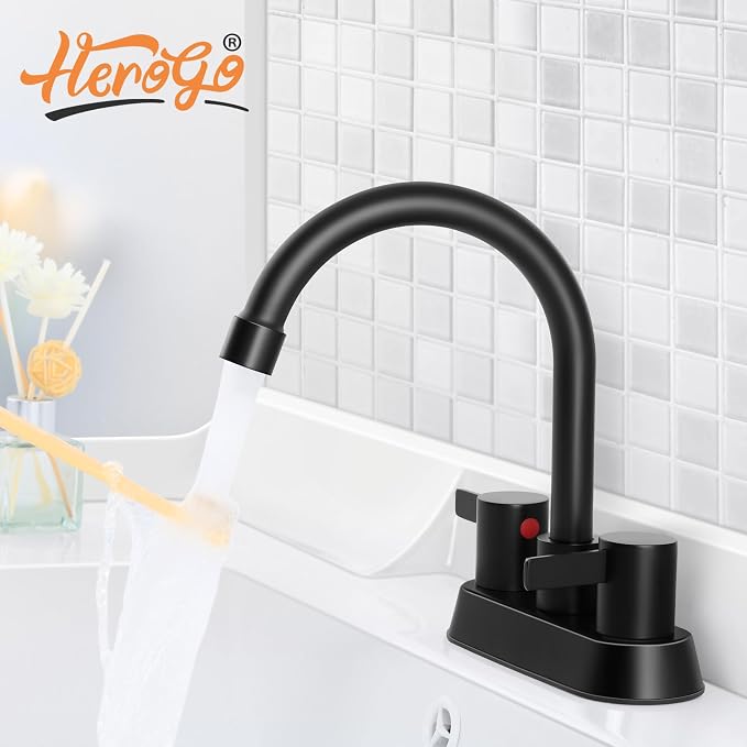 Grifería de baño 2 manijas acabado negro mate miniatura 2