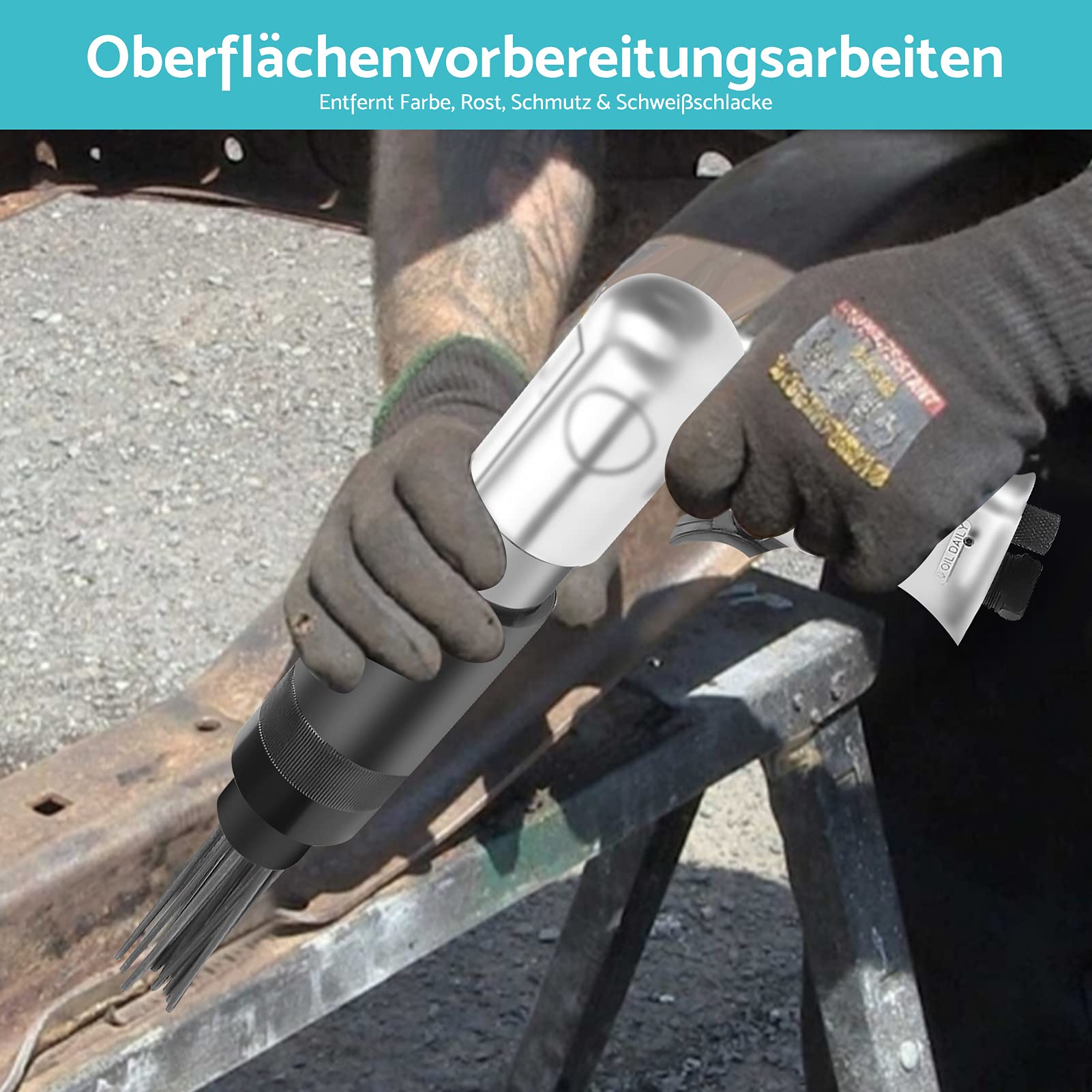 Pneumatische Entrostungspistole, 3000 Schläge pro Minute, Leicht, zum Entfernen von Rost