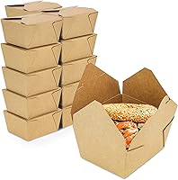 Vista 1 de Fit Meal Prep Paquete de 50 recipientes de papel de 30 onzas para alimentos para llevar, cajas para llevar alimentos, aptos para microondas y a