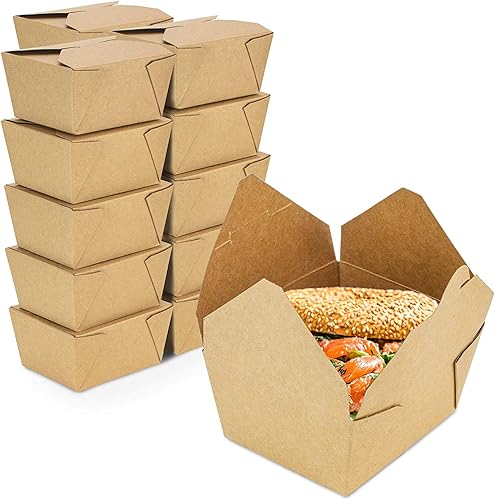 Fit Meal Prep Paquete de 50 recipientes de papel de 30 onzas para alimentos para llevar, cajas para llevar alimentos, aptos para microondas y a