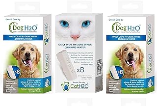 Dog H2O and Cat H2O Bundle, 8 Per Box, Oral Hygiene Drinking Water Additive (3 Boxes Each)