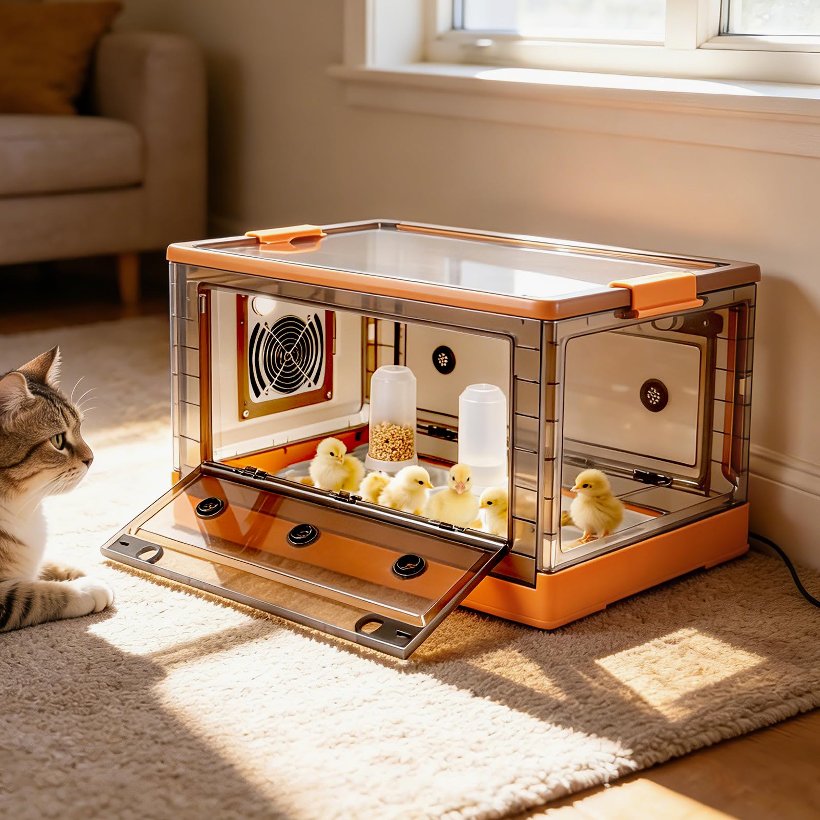 Inkubator für Küken 85L Brutkasten Faltbare Brutbox für Geflügel(Orange)