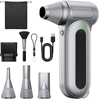 業界最強エアダスター 電動ブロワー 小型 ブロアー 300000RPM高速回転 強力 150m/sな風速 4段階&無段階風量調整 4種類ノズル LEDライト 収納袋付き USB-C充電式 PC掃除/エアコン/キーボード/車内/洗車用 日本語取扱説明書