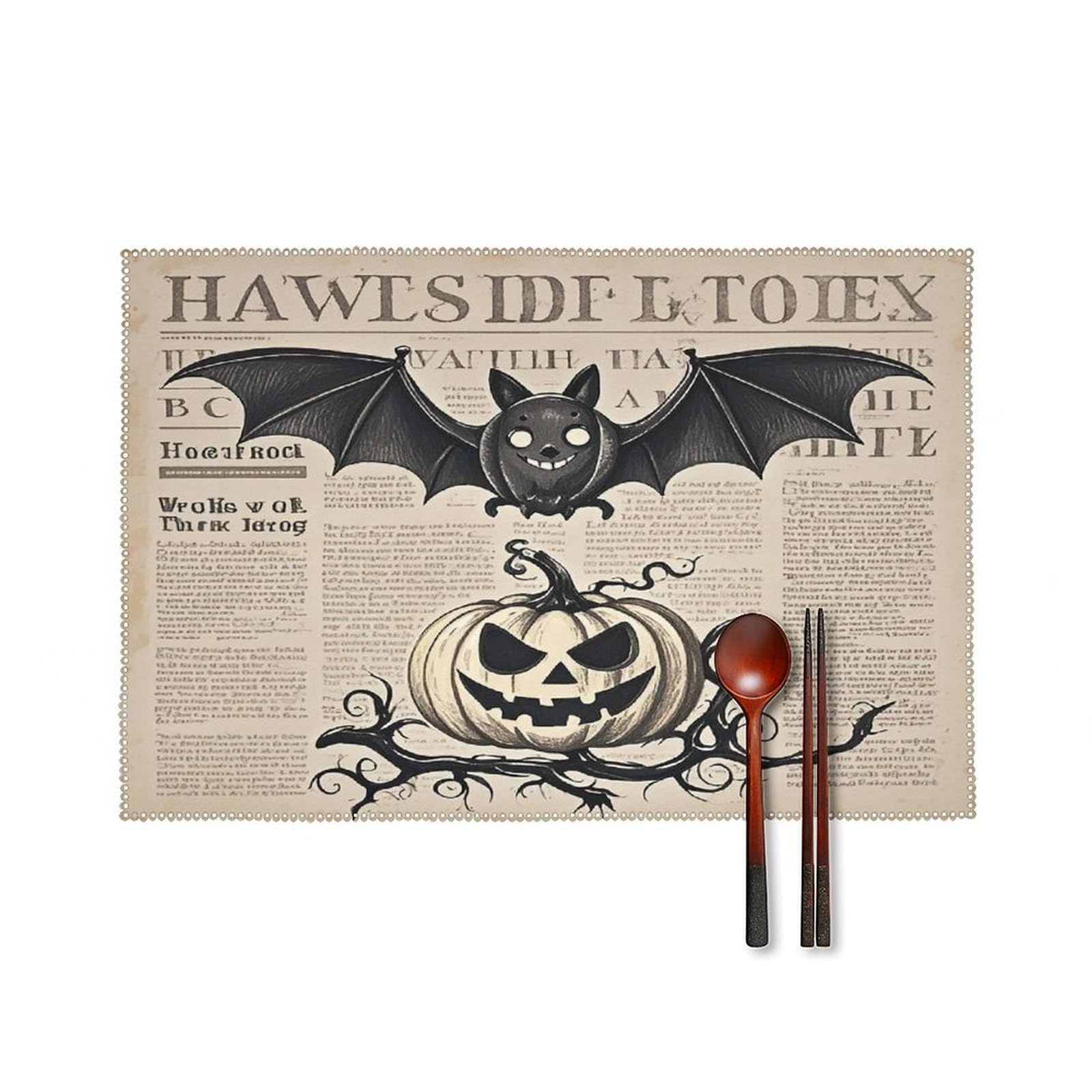 Bat Art Placemats Set of 6 Washable Farmhouse Dining Table Mat Non Slip Heat Resistant Non-Slip Place Mats Easy Clean Table Protective Placemats for Indoors & Outdoors