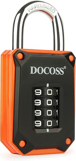 DOCOSS Zinc Strong Number Lock for Door/Combination Padlock, Gate, Gym Locker - Orange Black (1 Pack)