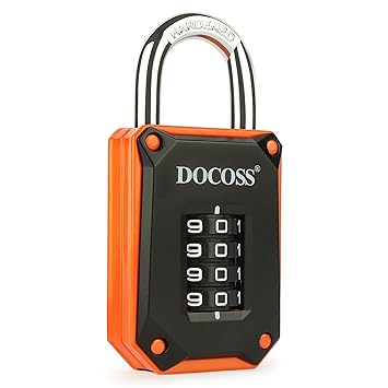 DOCOSS Strong Number Locks for Door/Combination Lock Padlock/Door Combination Lock,Pad Lock,Gate Lock, Gym Locker Lock,Locks for Main Gate (Orange Black (1 Pack))