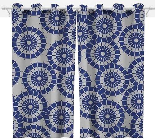 Miniatura 3 de Cortinas opacas de papel japonés con patrón de paraguas para sala de estar, 2 paneles, cortinas opacas de cocina, 63 pulgadas de ancho x 80 pulgadas