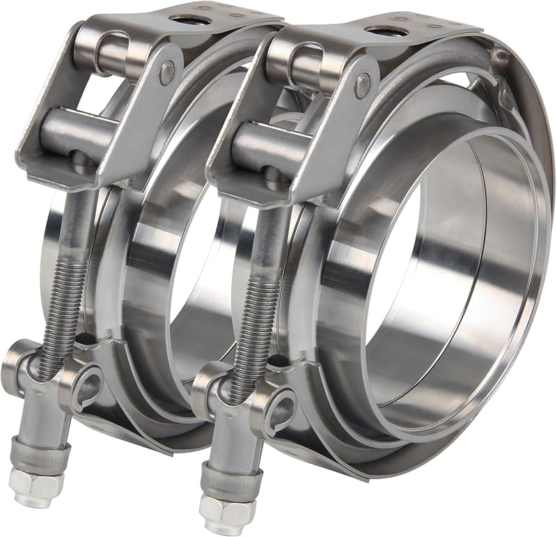 Abraçadeira V-Band de Engate Rápido com Flanges Salem Auto Parts em Aço Inoxidável 304, 7,62 cm – Conjunto com 2