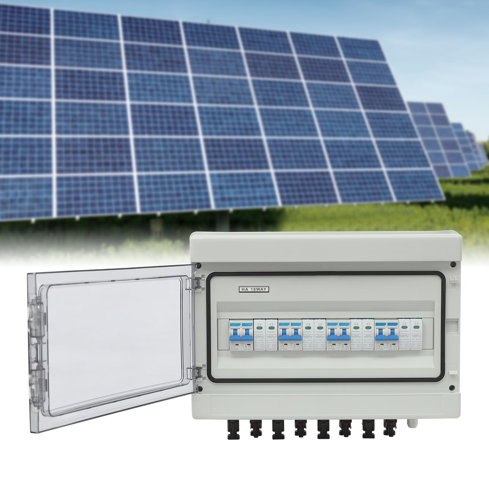 Zabezpieczenie przeciwprzepięciowe PV, DC 1000 V, odłącznik, ochrona odgromowa, wyłącznik nadprądowy (4 w 4 na zewnątrz), skrzynka przyłączeniowa PV wodoszczelna IP65 (40 A)