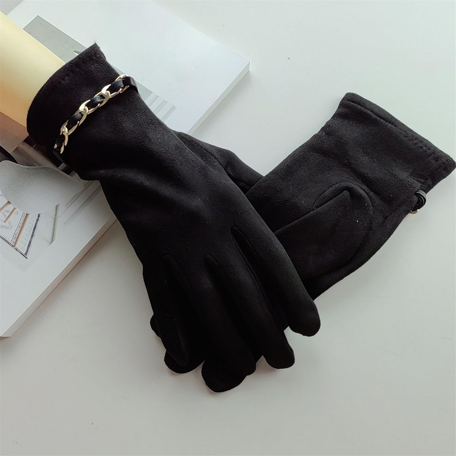 Lack Handschuhe Schwarz Kurz Warme Damen- und Winterhandschuhe aus zum Fahren und Reiten, winddichte Handschuhe Spitzenhandschuhe Schwarz Lang (Black, 