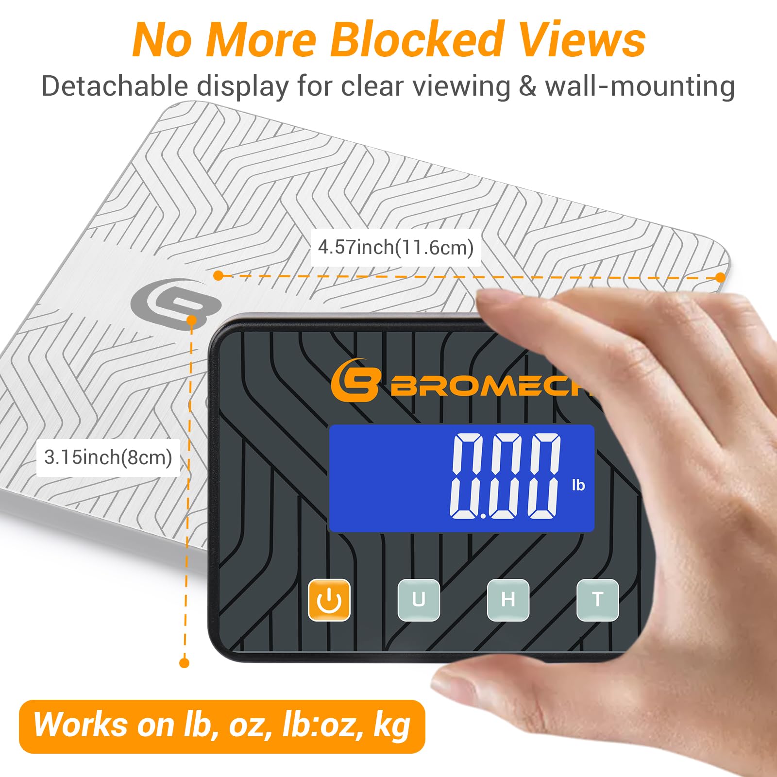 Báscula postal digital resistente de 440 libras para paquetes, báscula postal de alta precisión de 9.9 g con pantalla LCD separada, carga tipo C para pequeñas empresas, almacén, equipaje, uso