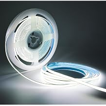 LED Strip Light 12V, 5 mm Wide Ultra Narrow White 6000K 16.4ft / 5m 400 LEDs/M Total 2000 LEDs COB Neon Light Strips for Party, Counter, Shelf, Home