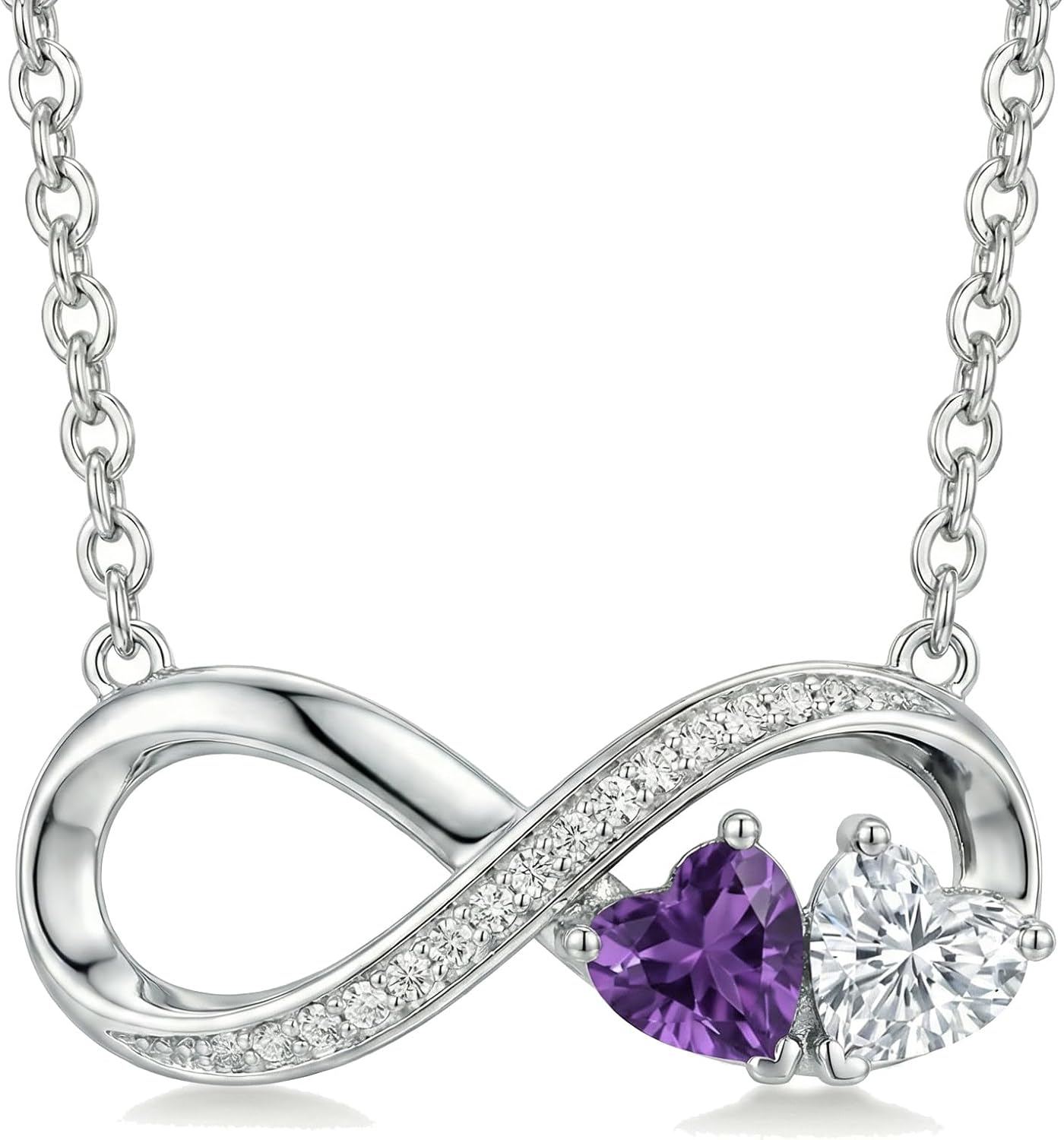 CRMAD Birthstone Necklace for Women Infinity Pendant Jewelry Anniversary Birthday Christmas Gifts for Her Wife Mom Lady Daughter