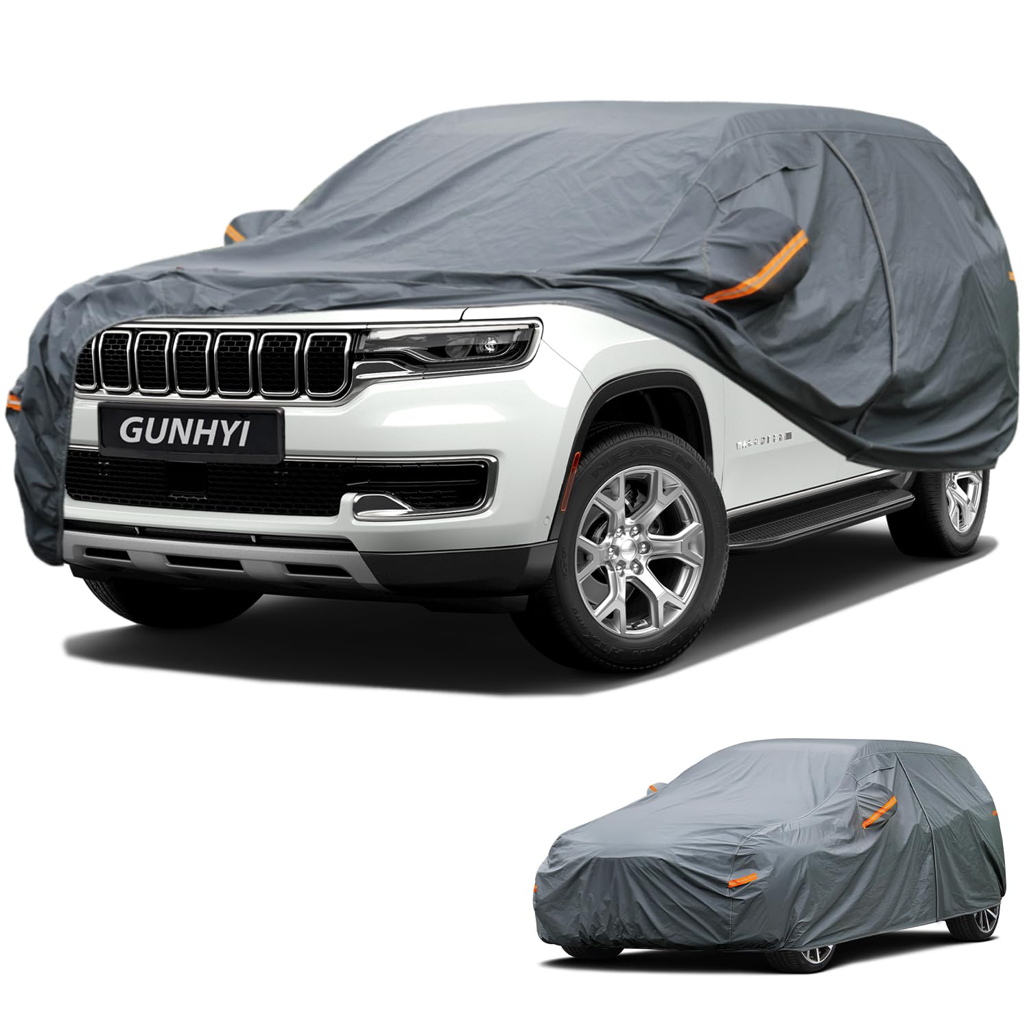 GUNHYI Premium Car Cover Custom Fit Jeep Wagoneer, 16 Layers Heavy Duty Car Cover Waterproof All Weather with Zipper Door for Sun Rain Snow Dust Uv Protection