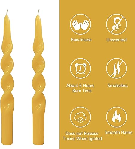 Miniatura 3 de Velas de cera de abeja 100% pura de 10 pulgadas, hechas a mano, sin perfume, paquete de 2 velas en espiral de cera de abejas orgánicas sin humo para
