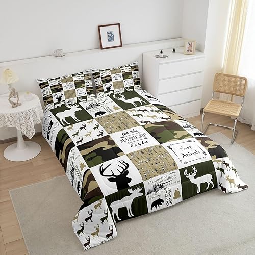 Miniatura 3 de Castle Fairy Juego de edredón de cuadrícula tamaño Queen para niños, adolescentes, niños, decoración del hogar, ropa de cama de camuflaje de ciervos