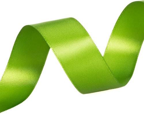 Vista 116 de Cinta de satén de poliéster de doble cara de color sólido, 1 pulgada de ancho, 100 yardas de largo, perfecta para bodas, envoltura de regalos, Oro