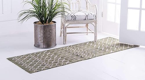 Vista 785 de Unique Loom Alfombra Colección enrejado Marroquí Celosía Transicional Interior y Exterior, Polipropileno Gris carbón/natural