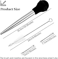 Vista 2 de Baster de Pavo para Cocinar, Inyector de Carne Grande de Acero Inoxidable, con Cepillo de Limpieza y 2 Agujas de Adobar, Negro
