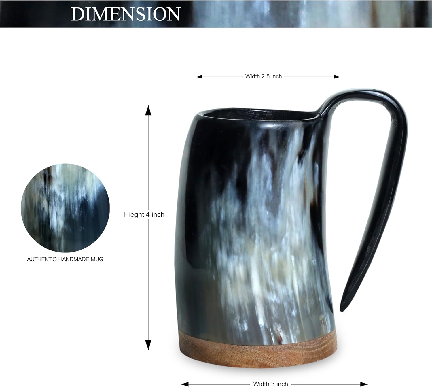 Viking Horn Mug - 100% Authentic 8oz - Ultimate Unique Handmade Ox Horn Norse Mug for Hot & Cold Drinks- Viking Gift for Men and Women- Food Grade Medieval Style Man's Beer & Mead Cup - Image 8