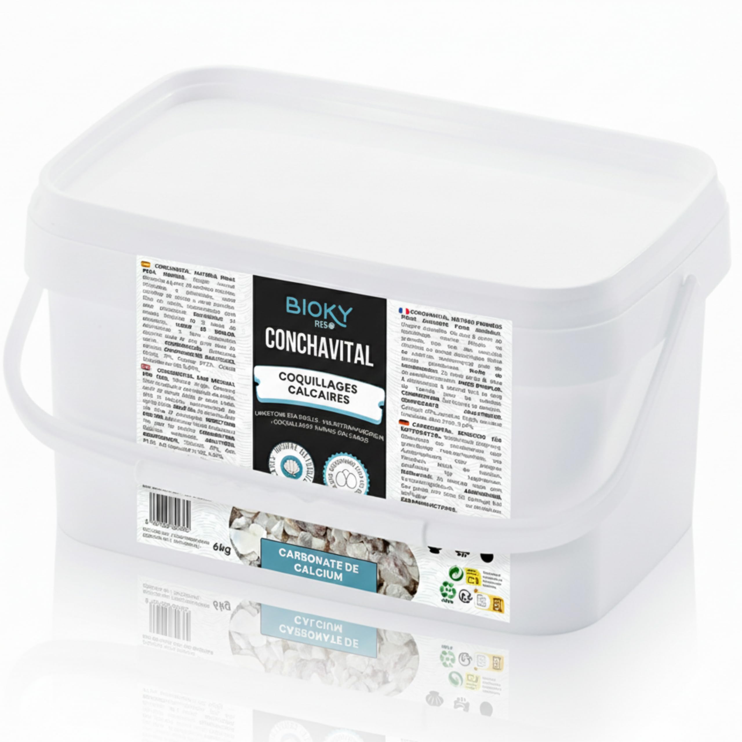 ConchaVital 6 kg - Calcium pour Poules pondeuses et Autres Oiseaux - Coquille d'huître - Nourriture + 12 minéraux - Améliore la Qualité de l'œuf, Corrige Les Carences Nutritionnelles