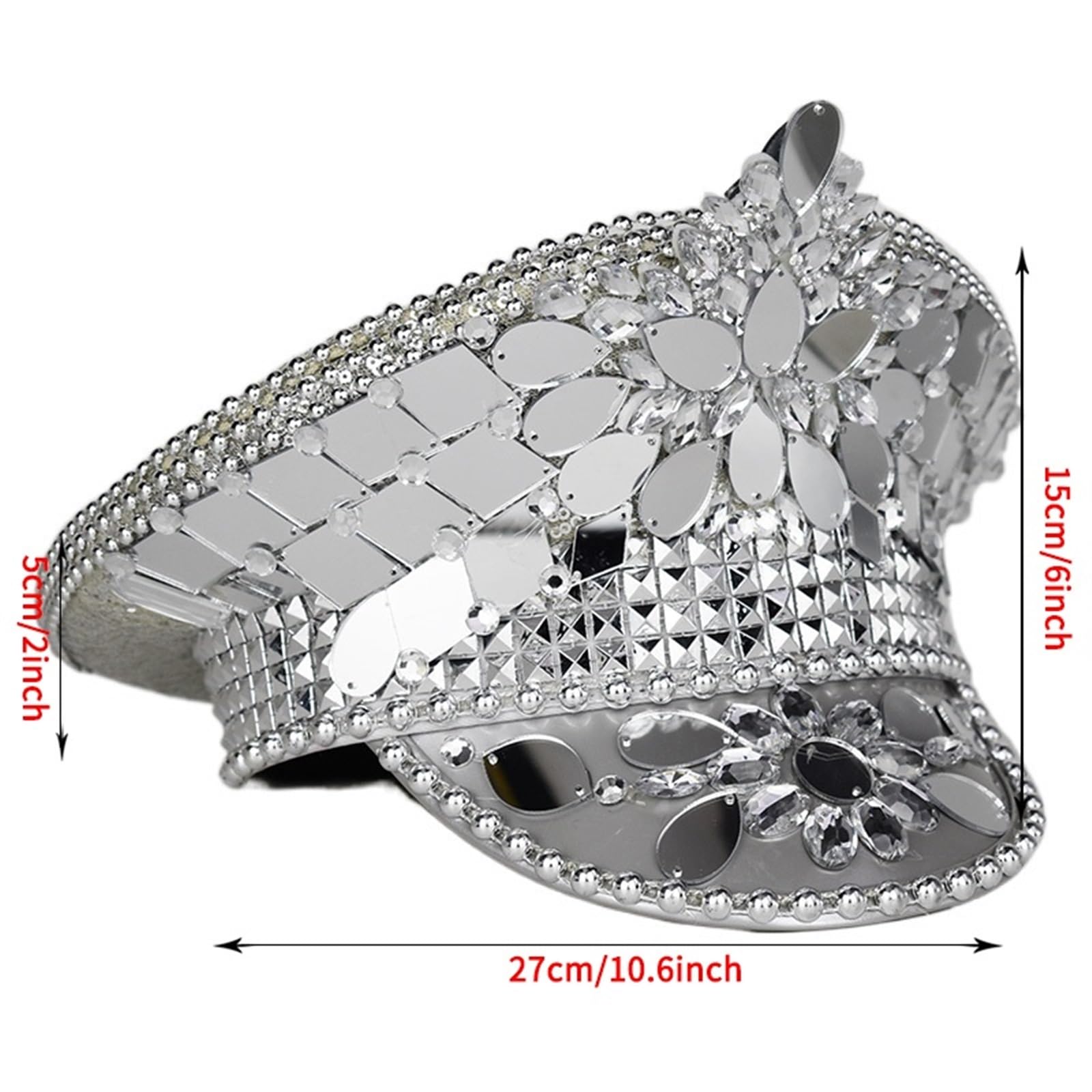 Cappello unisex in costume di carnevale Mardi Gras Music Festival Cappello da uomo in fiamme Cappello militare con paillettes Cappello Steampunk ( Color : C6 , Size : M )