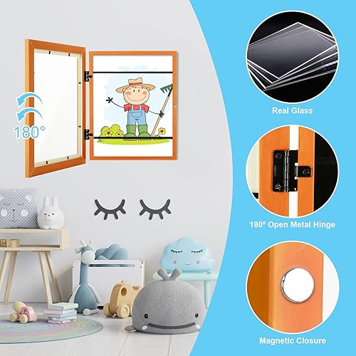 Miniatura 135 de [Paquete de 2] Marcos de arte para niños, marcos de arte para niños, de 8.5 x 11 pulgadas, con apertura frontal, intercambiables, marco de Crema