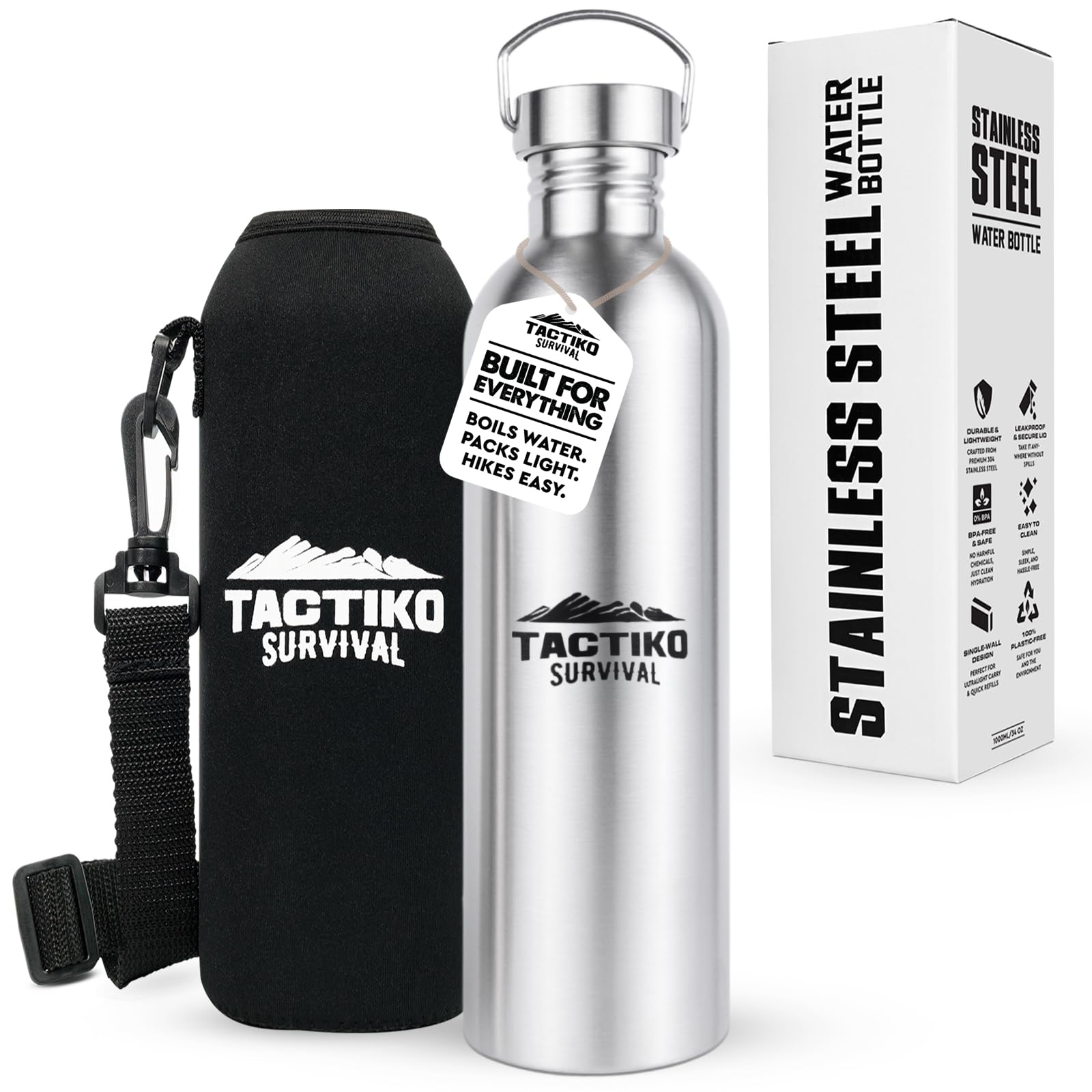 Tactiko Survival Stainless Steel Water Bottle