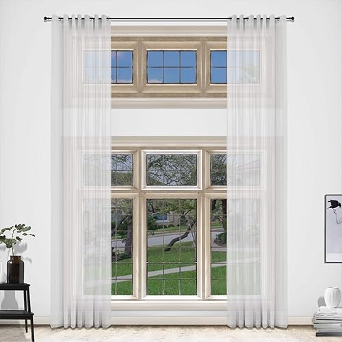 Miniatura 2 de cololeaf Cortinas de gasa transparentes extralargas y anchas con ojales, cortina ancha para sala de estar, dormitorio, pasillo, puerta de patio,