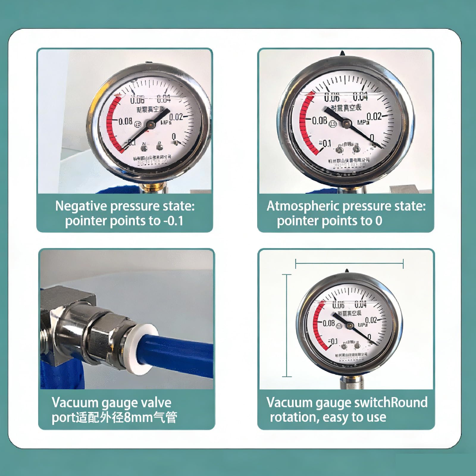 Cámara de desgasificación de laboratorio de 250/500/1000 ml, cámara de vacío de vidrio, con medidor de vacío de acero inoxidable, removedor de burbujas de resina, buen sellado, para silicona y epoxi