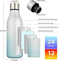 Vista 137 de BJPKPK Botellas de agua aisladas, botella de agua de metal de acero inoxidable de 18 onzas con correa, termo a prueba de fugas sin BPA, tazas