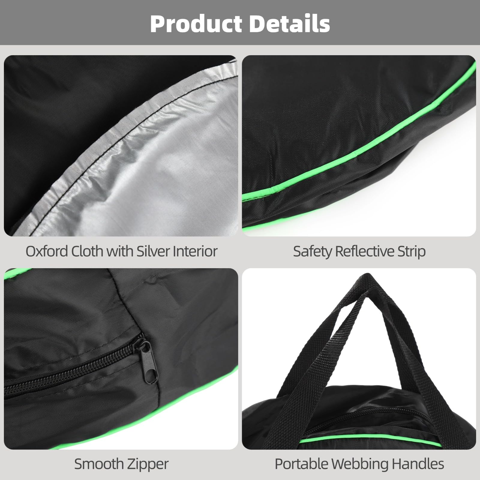 2 PCS EV Cable Bags, 2 Sizes Waterproof Oxford Cloth RV Hose Storage Bag with Silver Inner, Charging Cable Organizer with Reflective Strip, Jumper Cable Pouch for Electric Vehicle — view 4