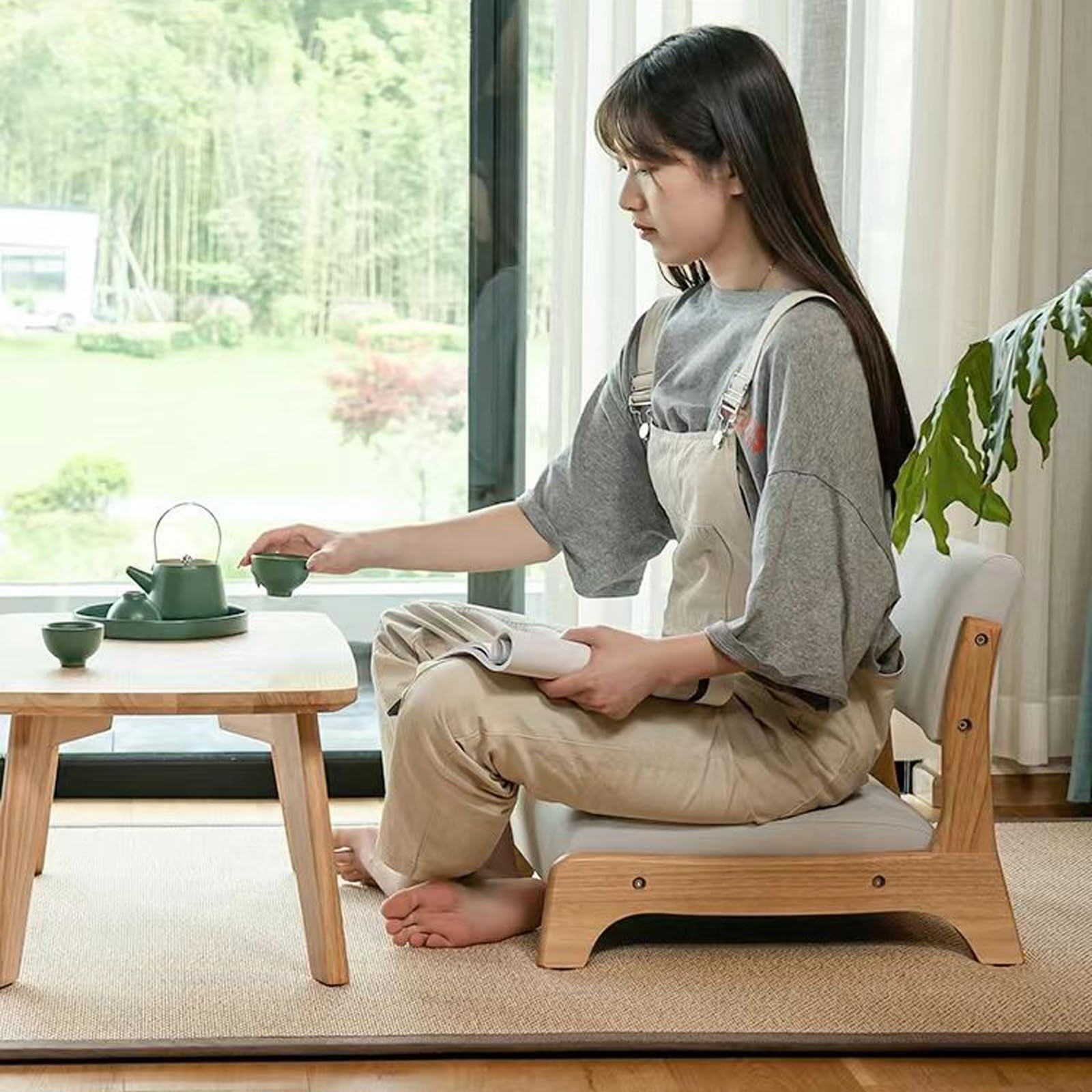 Chaise De Sol Tatami,Siège De Sol De Chaise De Salon,Chaise de Sol Japonaise multifonctionnelle,Chaise de Sol de méditation,avec Dossiers,pour la Lecture de la méditation Baie vitrée