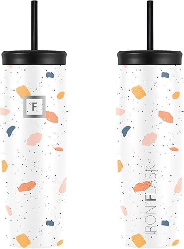 Miniatura 9 de IRON FLASK Nomad - Vaso de 24 onzas con 2tapas (abatible y con pajilla), de acero inoxidable con aislamiento al vacío, doble pared, taza térmica