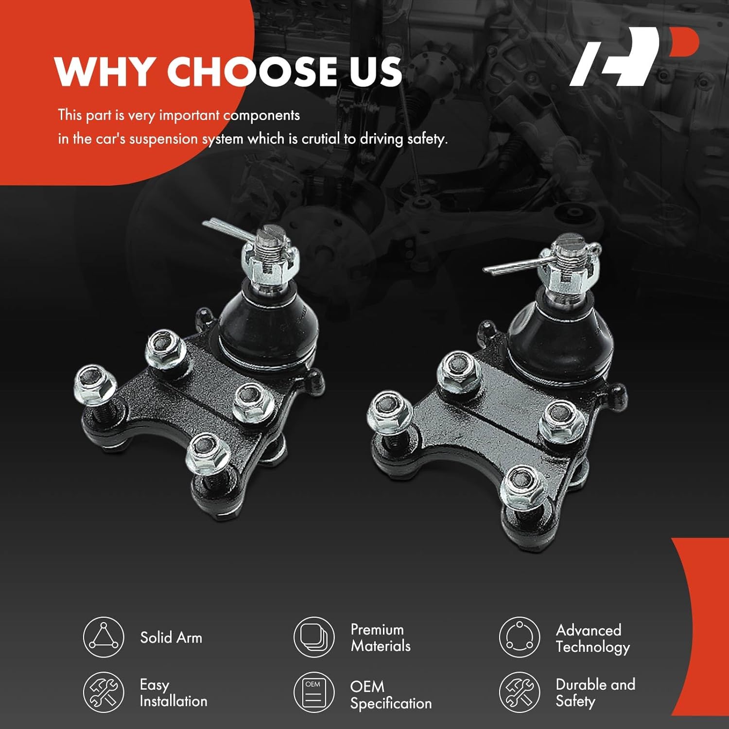 A-Premium Set of 4, Front Upper & Lower Ball Joints Kit, Compatible with Chevrolet Colorado 2004-2012 & GMC Canyon 2004-2012 & Isuzu I-280 2006-2006, I-290 2007-2008