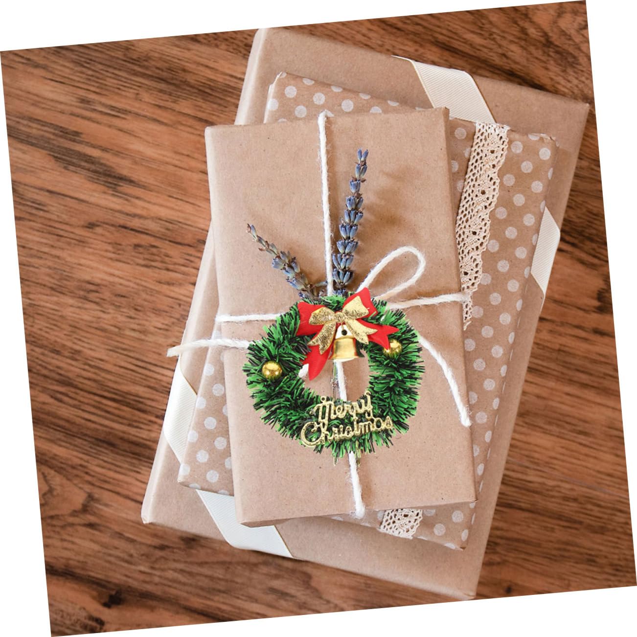 20piezas Mini Guirnalda Navideña Lazo Guirnalda Miniatura Artificial para Colgar Decoración de Invierno para Manualidades y DIY