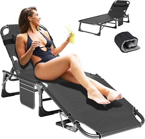 ABORON Silla de gravedad cero, sillas plegables de alta calidad para césped al aire libre, sillas de patio reclinables ajustables resistentes con